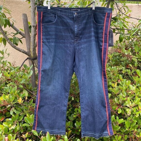 Veronica Beard Carolyn High Rise Baby Boot Jean Navy Red Stripe Plus Size 24 NWT - Picture 5 of 10